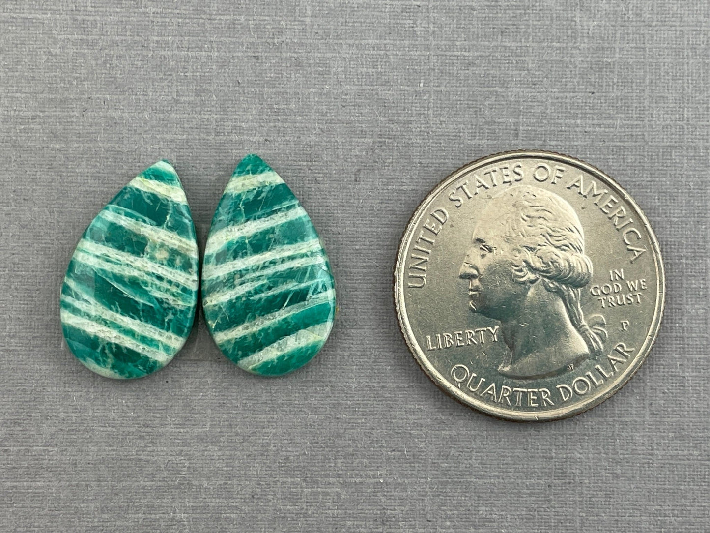 Amazonite Matched Pair Pear Cabochons | Natural Loose Gemstone | AMZ219 - Gem Enthusiast