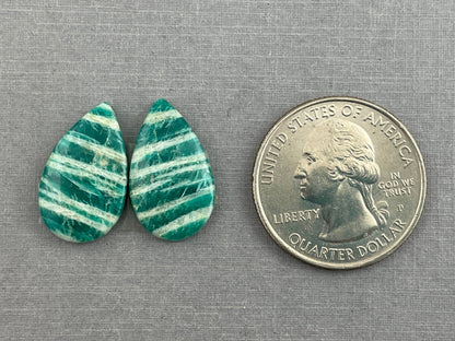 Amazonite Matched Pair Pear Cabochons | Natural Loose Gemstone | AMZ219 - Gem Enthusiast