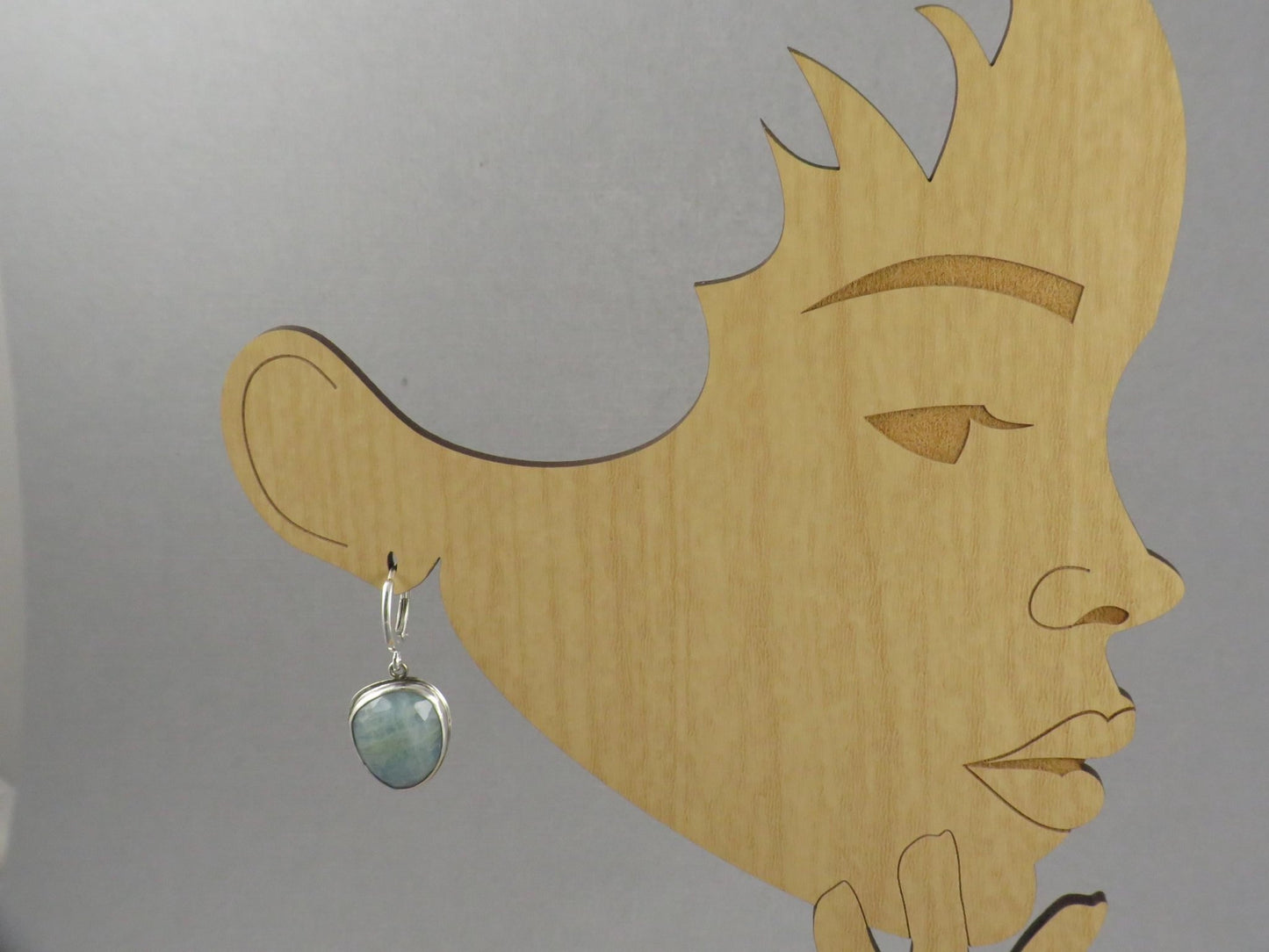 Aquamarine Earrings with Rose Cut Cabochons | Sterling Silver | Handmade | ER126 - Gem Enthusiast