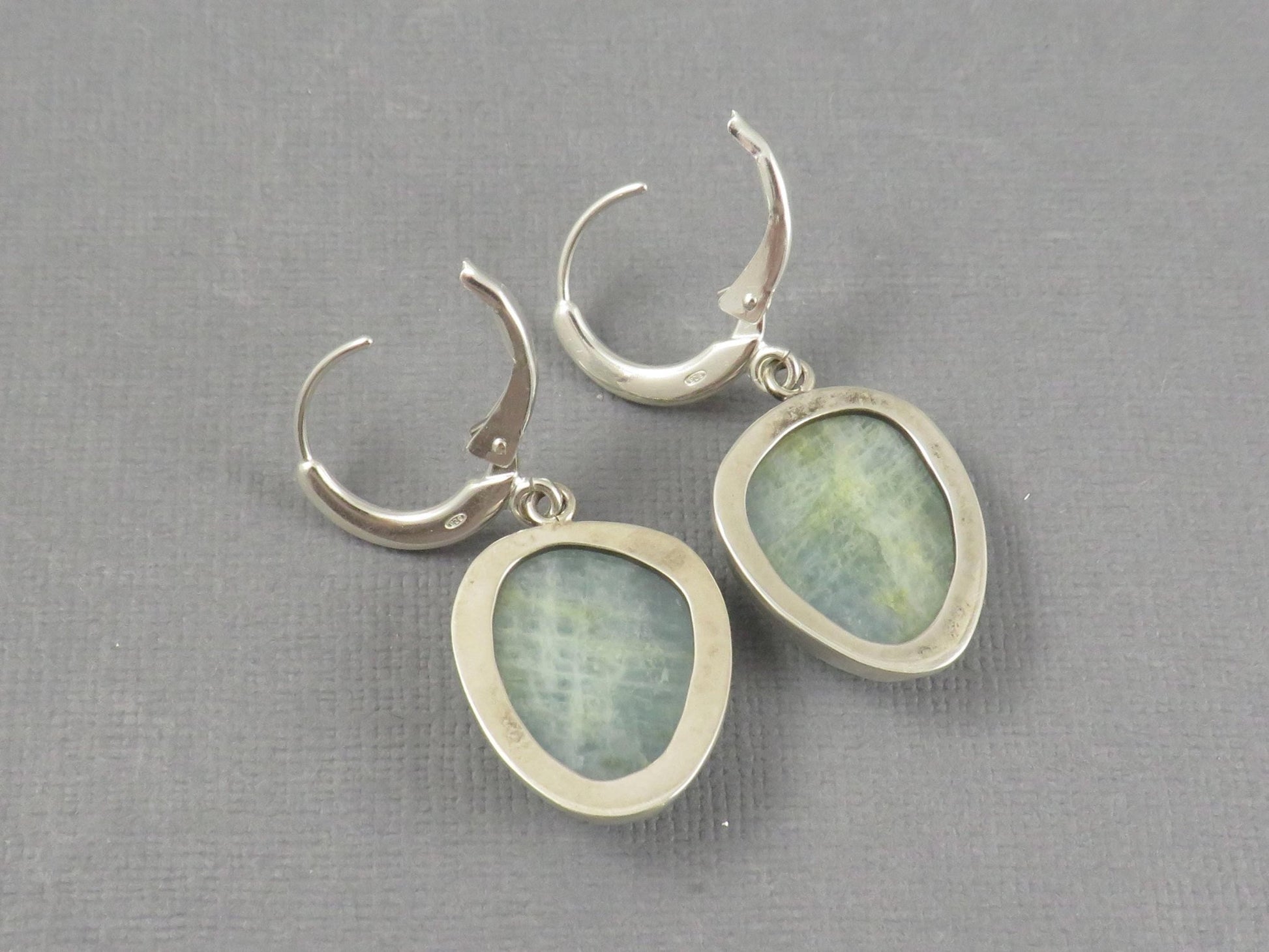 Aquamarine Earrings with Rose Cut Cabochons | Sterling Silver | Handmade | ER126 - Gem Enthusiast