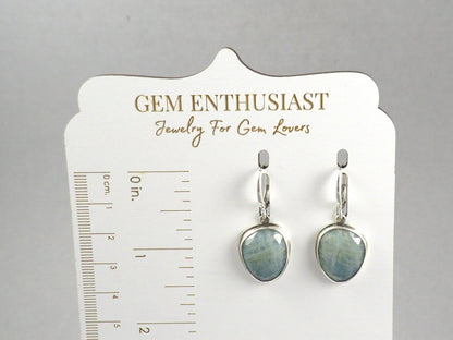 Aquamarine Earrings with Rose Cut Cabochons | Sterling Silver | Handmade | ER126 - Gem Enthusiast