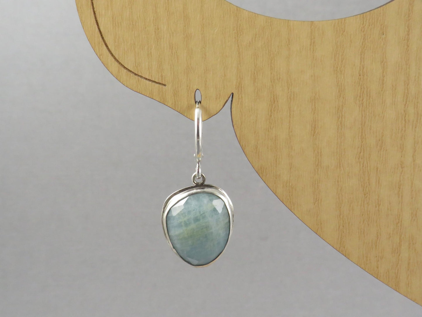 Aquamarine Earrings with Rose Cut Cabochons | Sterling Silver | Handmade | ER126 - Gem Enthusiast