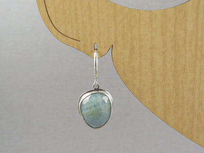 Aquamarine Earrings with Rose Cut Cabochons | Sterling Silver | Handmade | ER126 - Gem Enthusiast