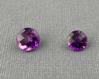 Arizona Amethyst | 7mm or 8mm Round Checkerboard Cut | Ethically Sourced from Four Peaks Mine - Gem Enthusiast