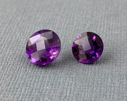 Arizona Amethyst | 7mm or 8mm Round Checkerboard Cut | Ethically Sourced from Four Peaks Mine - Gem Enthusiast