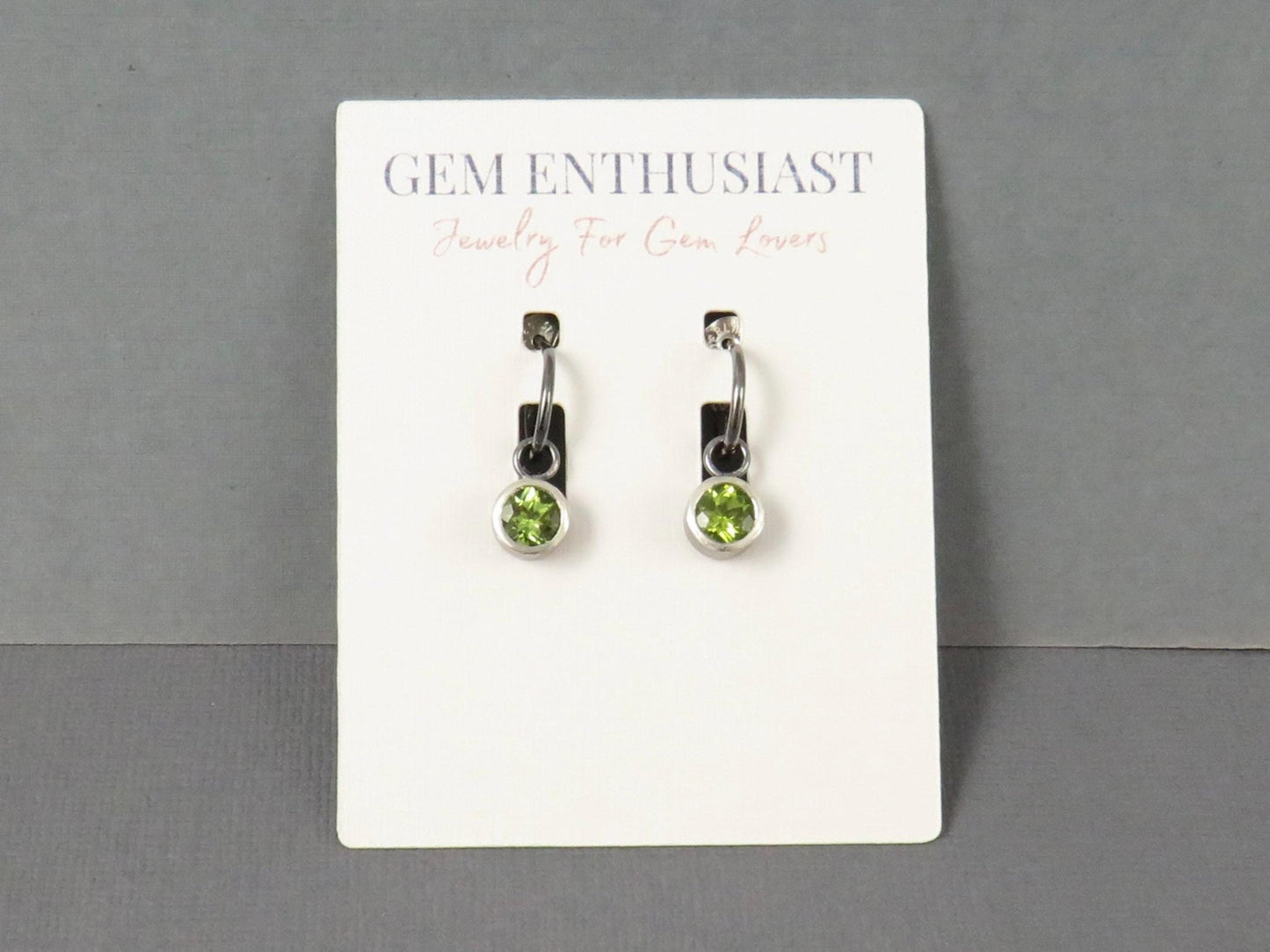 Arizona Peridot Hoop Earrings | Sterling Silver with Patina | Peridot | ER146 - Gem Enthusiast