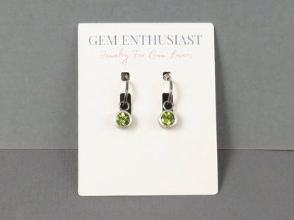 Arizona Peridot Hoop Earrings | Sterling Silver with Patina | Peridot | ER146 - Gem Enthusiast