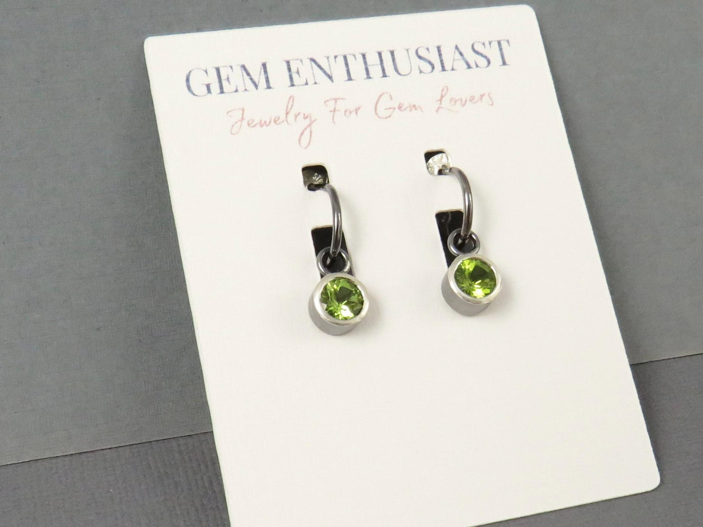 Arizona Peridot Hoop Earrings | Sterling Silver with Patina | Peridot | ER146 - Gem Enthusiast