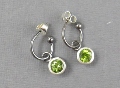 Arizona Peridot Hoop Earrings | Sterling Silver with Patina | Peridot | ER146 - Gem Enthusiast