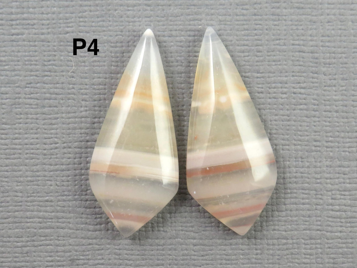Banded Agate Pair | Peach, Pink and White | Sold Per Pair | AG321 - Gem Enthusiast