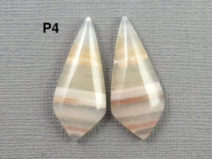 Banded Agate Pair | Peach, Pink and White | Sold Per Pair | AG321 - Gem Enthusiast