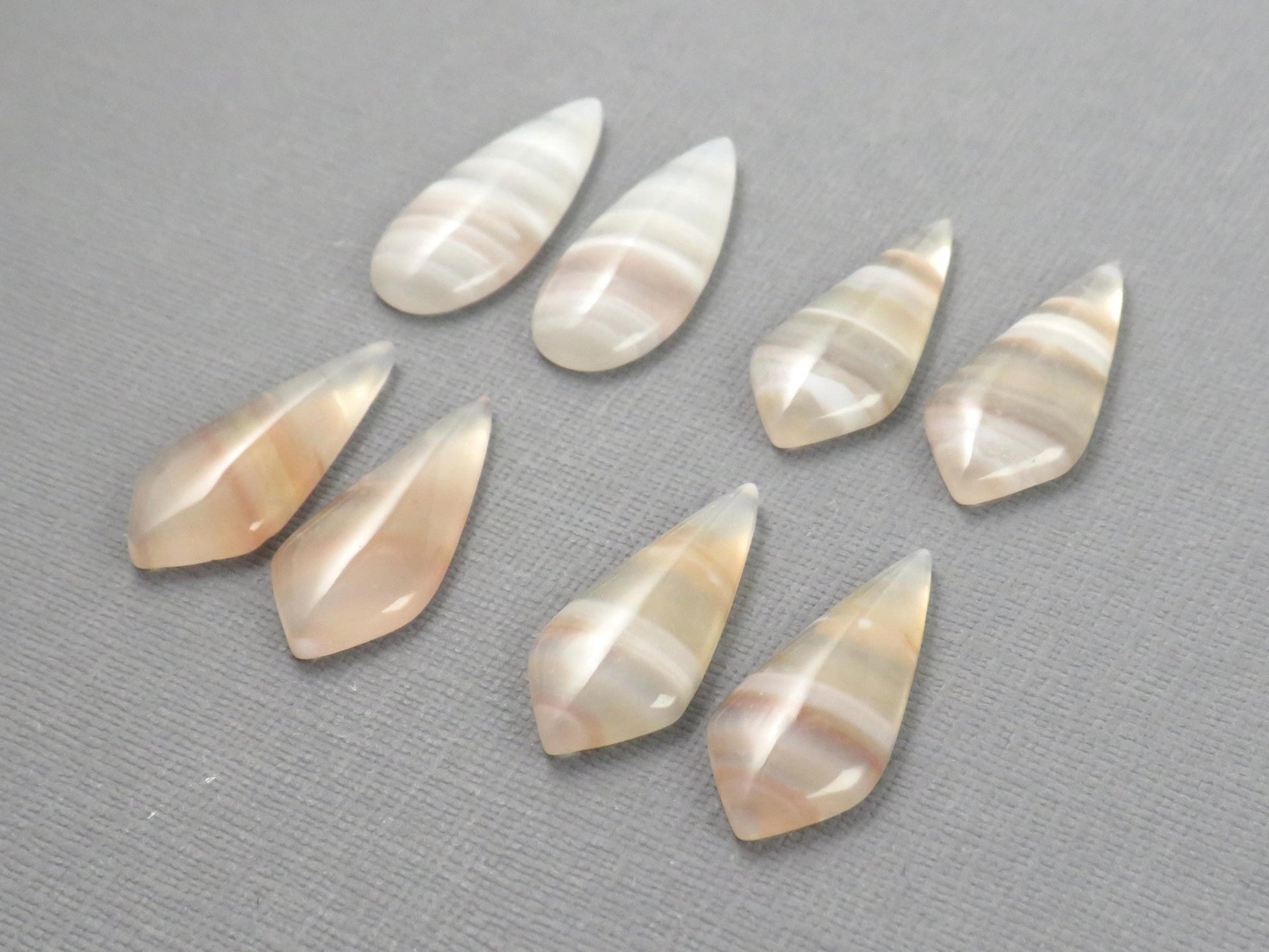 Banded Agate Pair | Peach, Pink and White | Sold Per Pair | AG321 - Gem Enthusiast