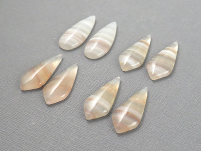 Banded Agate Pair | Peach, Pink and White | Sold Per Pair | AG321 - Gem Enthusiast