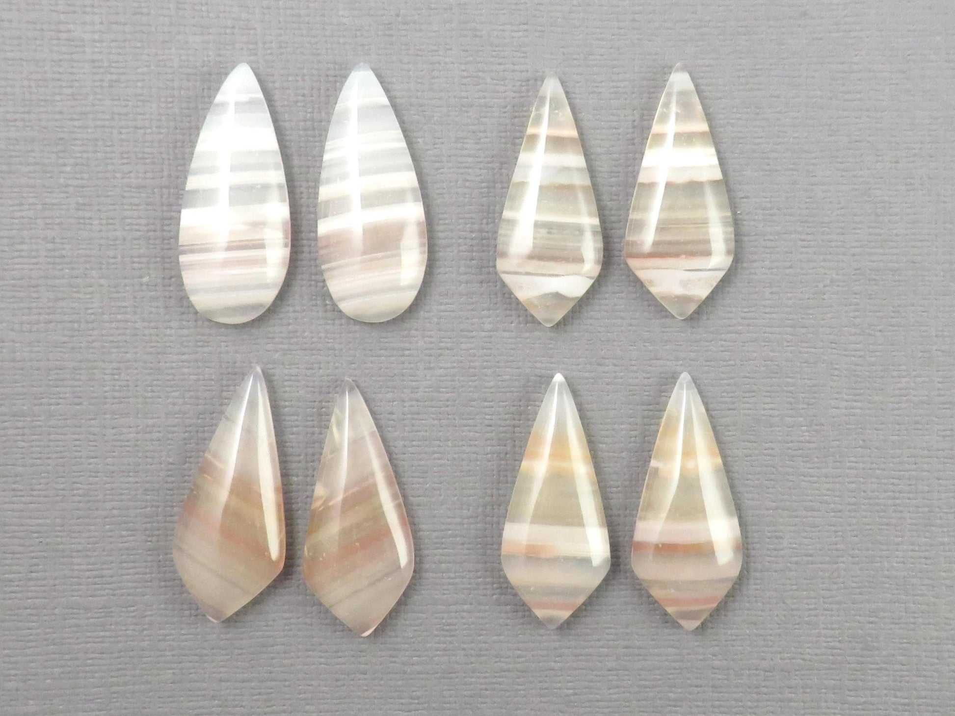 Banded Agate Pair | Peach, Pink and White | Sold Per Pair | AG321 - Gem Enthusiast