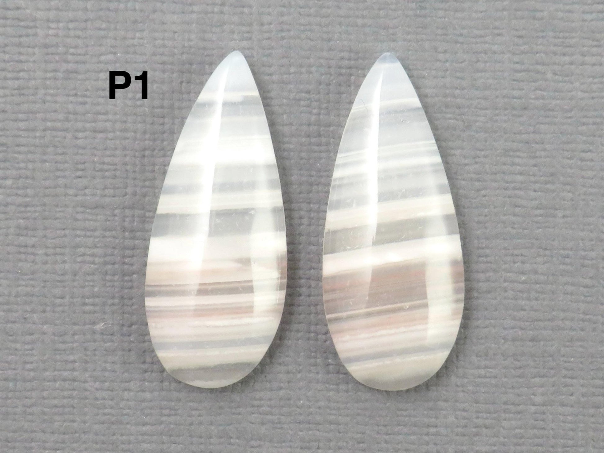 Banded Agate Pair | Peach, Pink and White | Sold Per Pair | AG321 - Gem Enthusiast