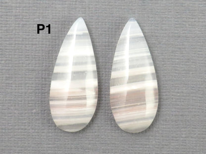 Banded Agate Pair | Peach, Pink and White | Sold Per Pair | AG321 - Gem Enthusiast