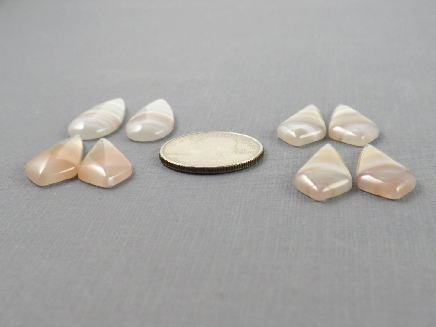 Banded Agate Pair | Peach, Pink and White | Sold Per Pair | AG321 - Gem Enthusiast