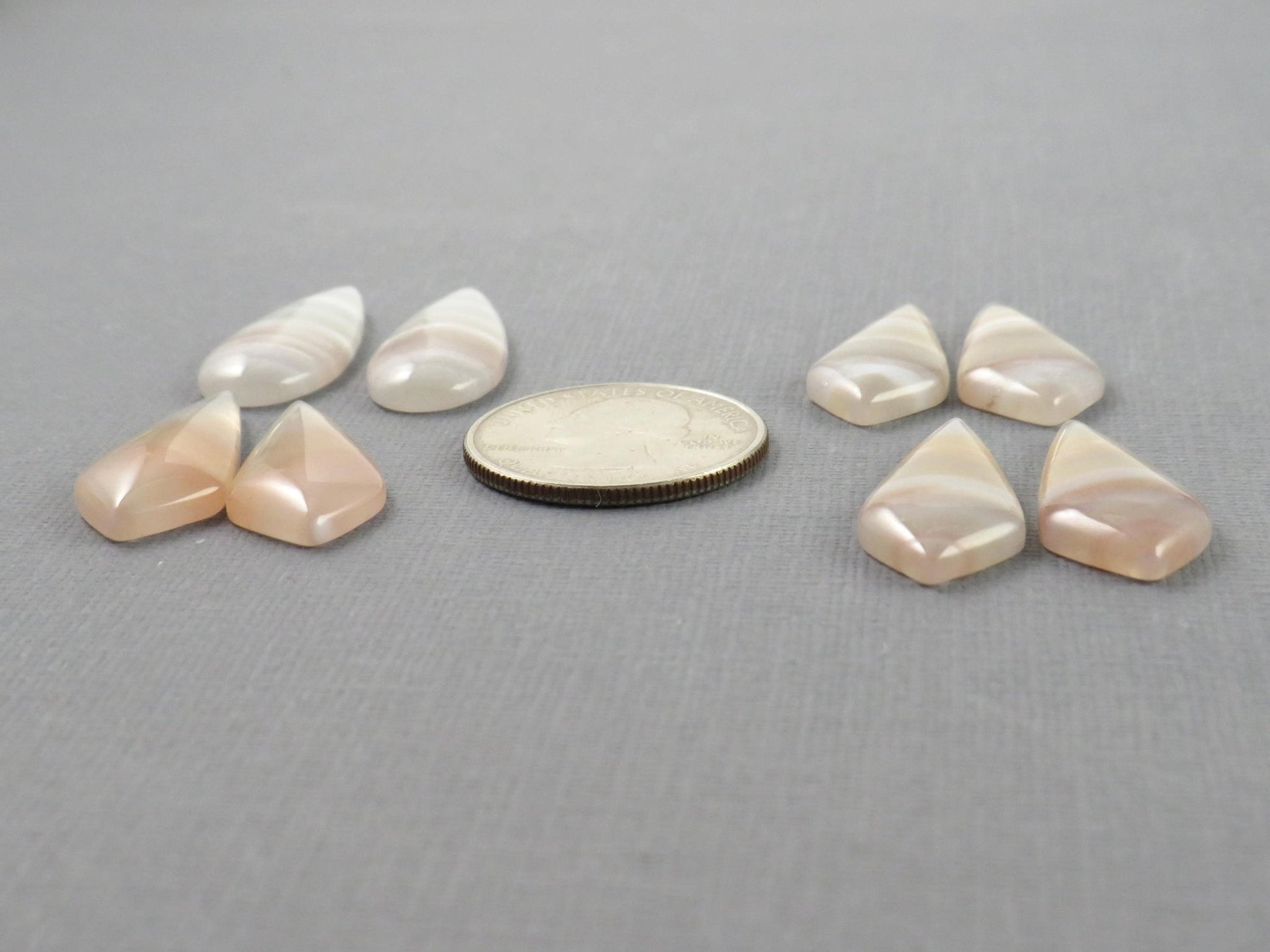 Banded Agate Pair | Peach, Pink and White | Sold Per Pair | AG321 - Gem Enthusiast