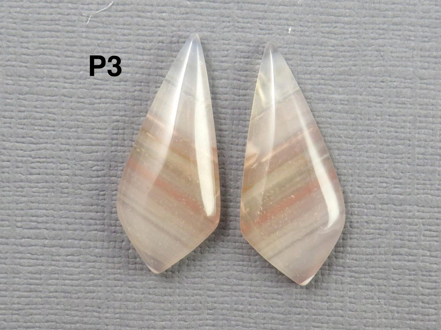 Banded Agate Pair | Peach, Pink and White | Sold Per Pair | AG321 - Gem Enthusiast