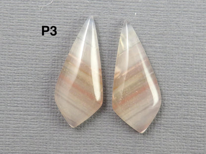 Banded Agate Pair | Peach, Pink and White | Sold Per Pair | AG321 - Gem Enthusiast