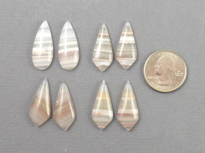 Banded Agate Pair | Peach, Pink and White | Sold Per Pair | AG321 - Gem Enthusiast
