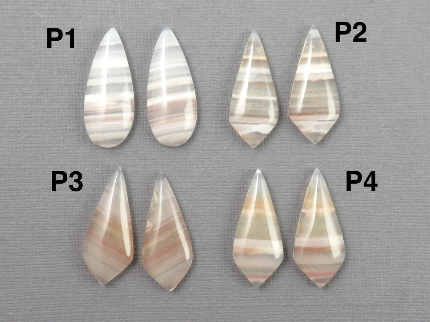 Banded Agate Pair | Peach, Pink and White | Sold Per Pair | AG321 - Gem Enthusiast