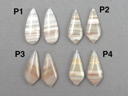 Banded Agate Pair | Peach, Pink and White | Sold Per Pair | AG321 - Gem Enthusiast