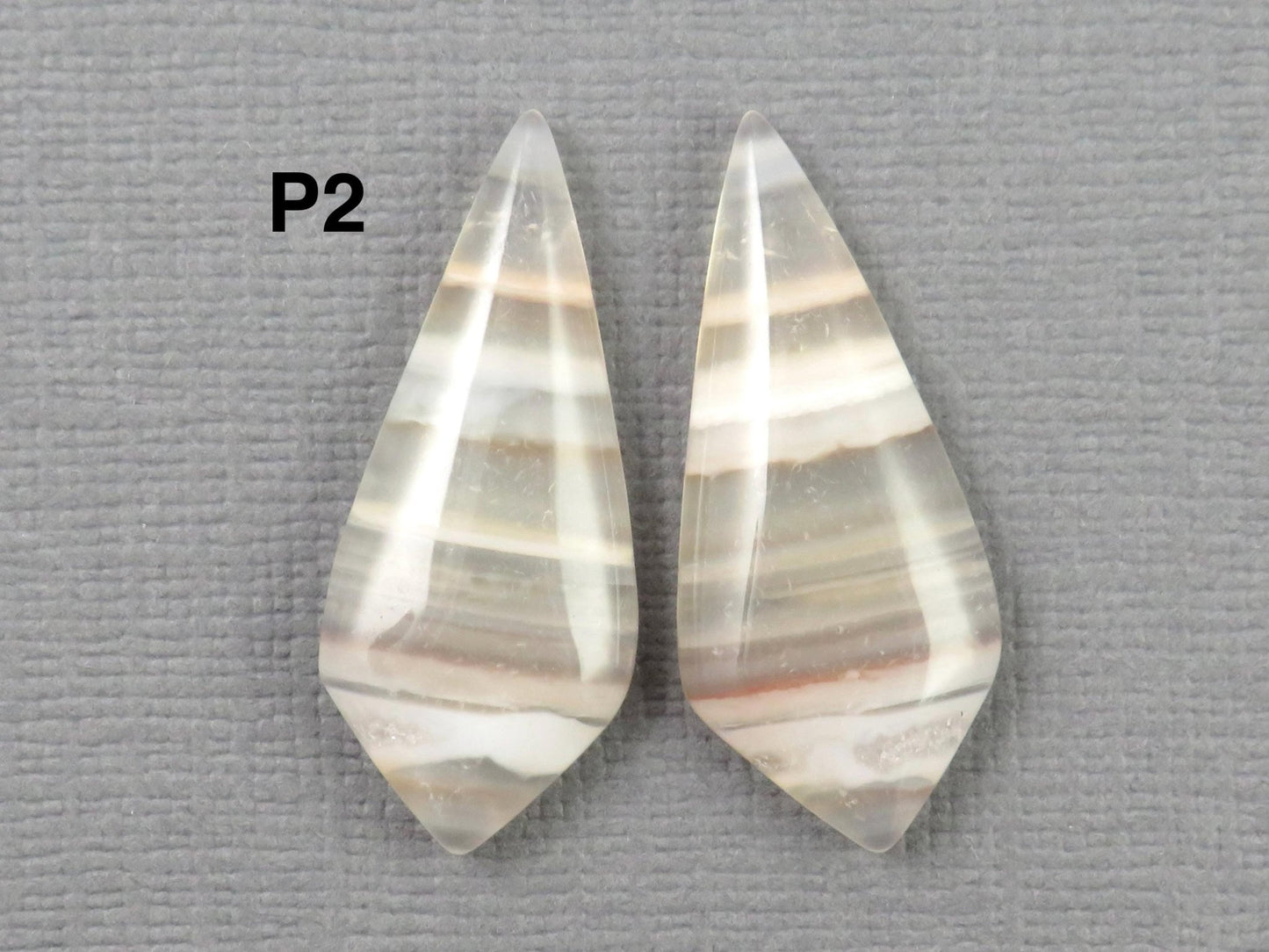 Banded Agate Pair | Peach, Pink and White | Sold Per Pair | AG321 - Gem Enthusiast