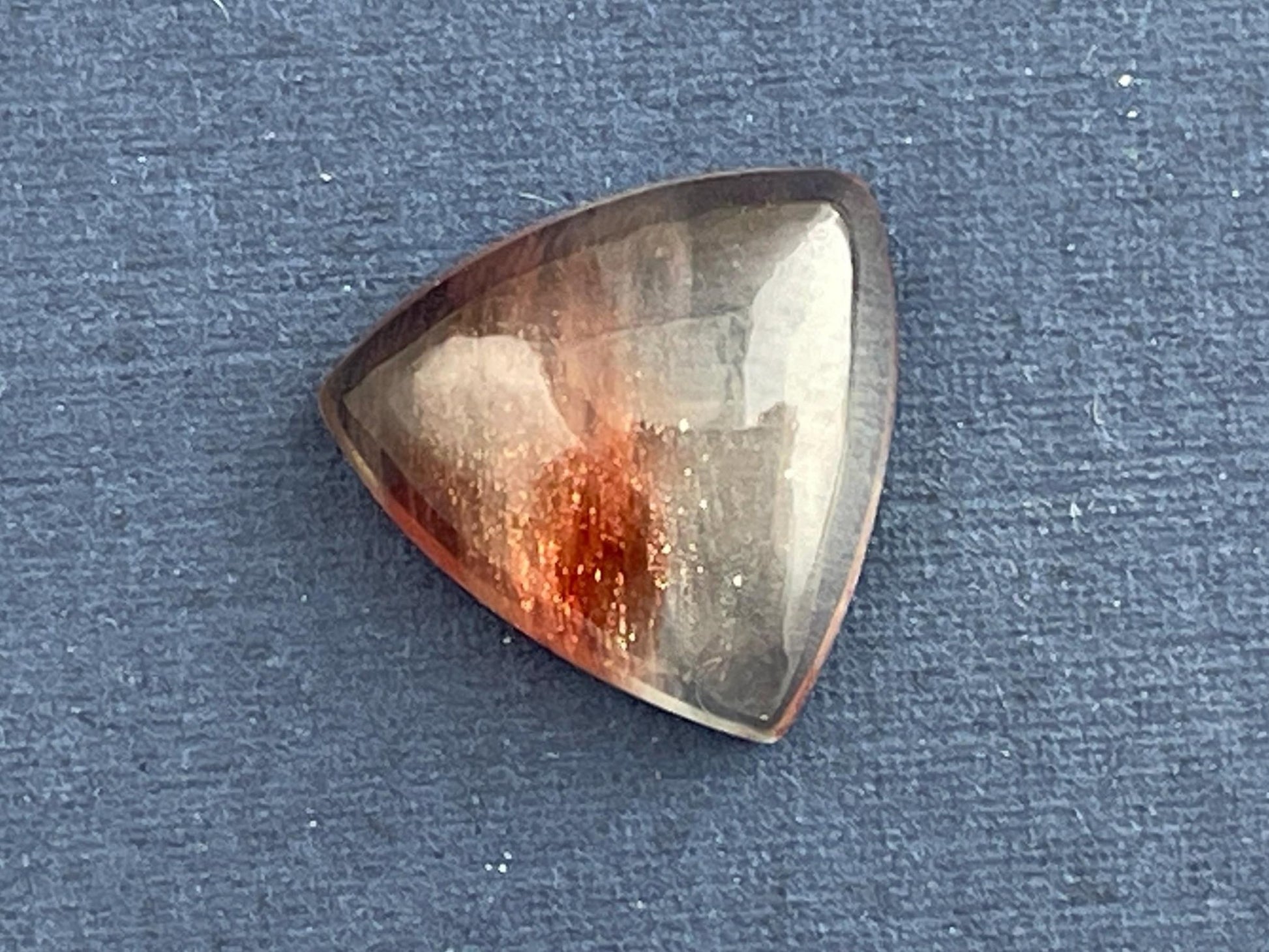 Bicolor Oregon Sunstone | 12mm Triangle Cabochon | Natural American Gemstone | OSC275 - Oregon Sunstone - Gem Enthusiast