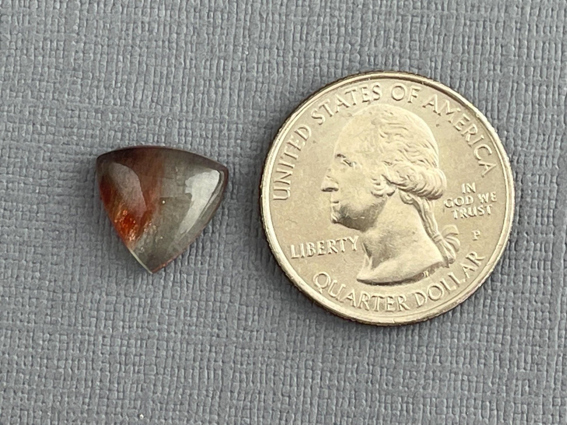 Bicolor Oregon Sunstone | 12mm Triangle Cabochon | Natural American Gemstone | OSC275 - Oregon Sunstone - Gem Enthusiast