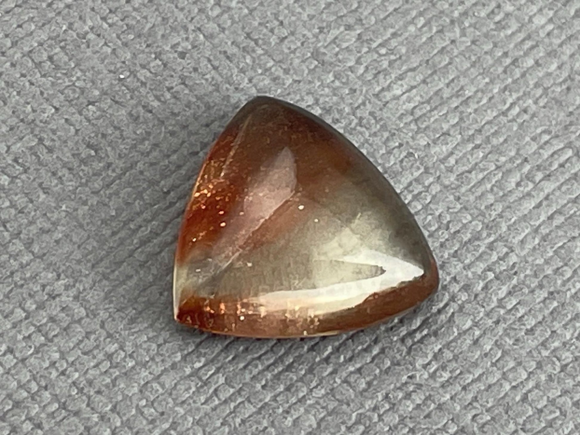 Bicolor Oregon Sunstone | 12mm Triangle Cabochon | Natural American Gemstone | OSC275 - Oregon Sunstone - Gem Enthusiast