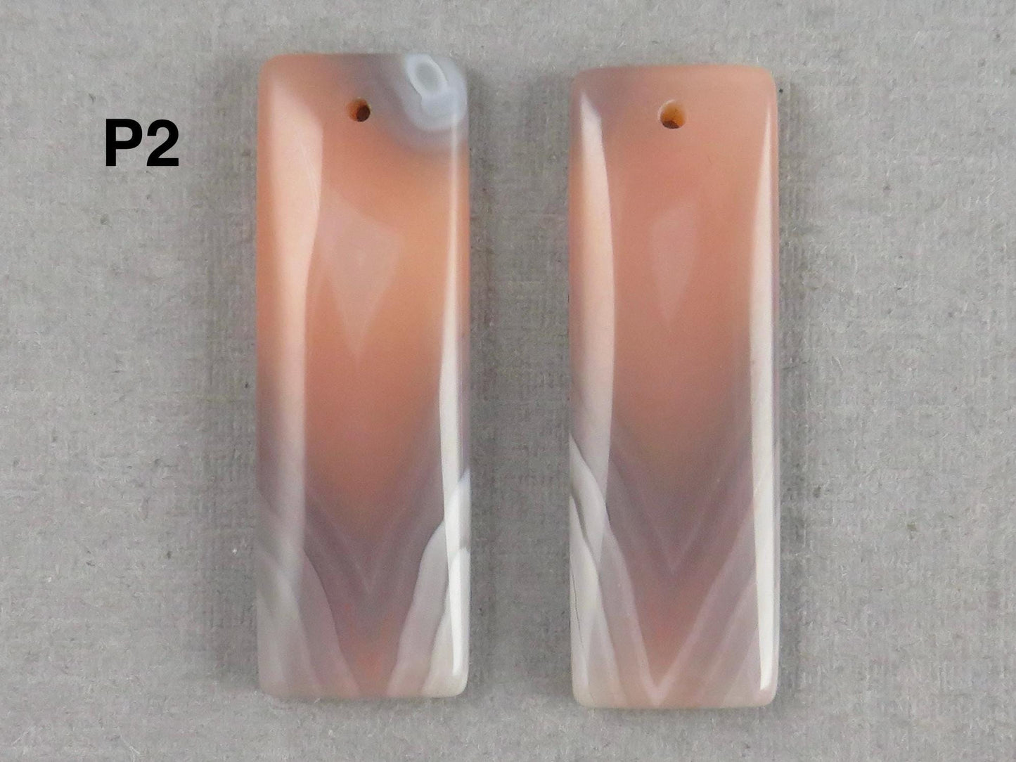 Botswana Agate Bead Pairs | Peach and Gray | Drilled | B111 - Gem Enthusiast