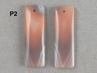 Botswana Agate Bead Pairs | Peach and Gray | Drilled | B111 - Gem Enthusiast
