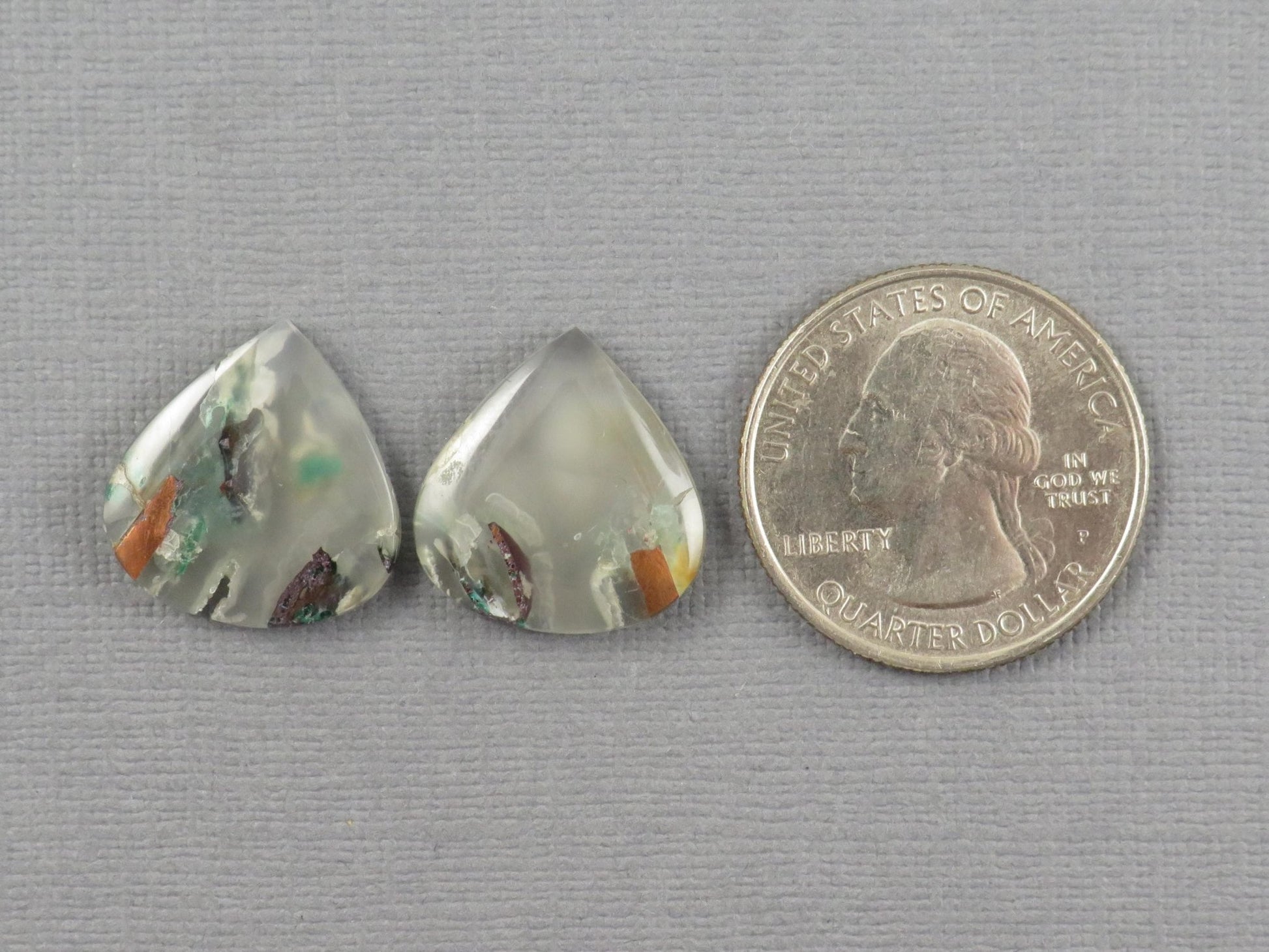 Confetti Chalcedony Cabochon Pair | 18.3x17.5mm, 19.7ct | Indonesia | CF117 - Gem Enthusiast