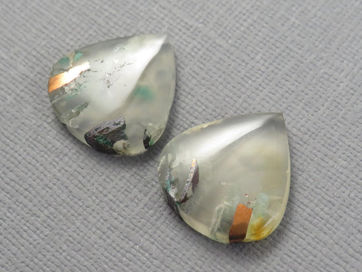 Confetti Chalcedony Cabochon Pair | 18.3x17.5mm, 19.7ct | Indonesia | CF117 - Gem Enthusiast