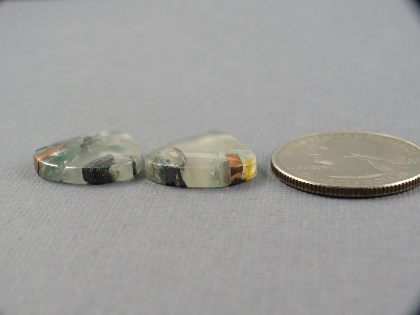 Confetti Chalcedony Cabochon Pair | 18.3x17.5mm, 19.7ct | Indonesia | CF117 - Gem Enthusiast
