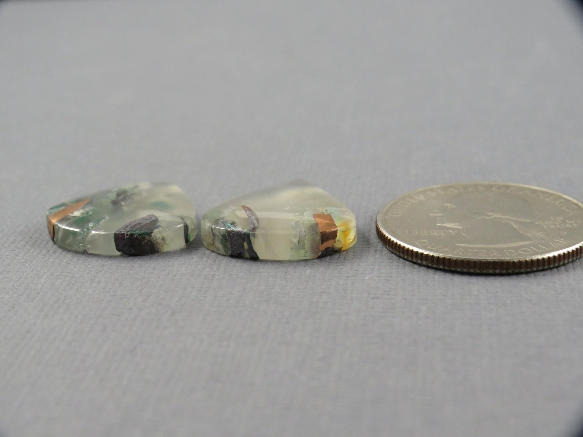 Confetti Chalcedony Cabochon Pair | 18.3x17.5mm, 19.7ct | Indonesia | CF117 - Gem Enthusiast