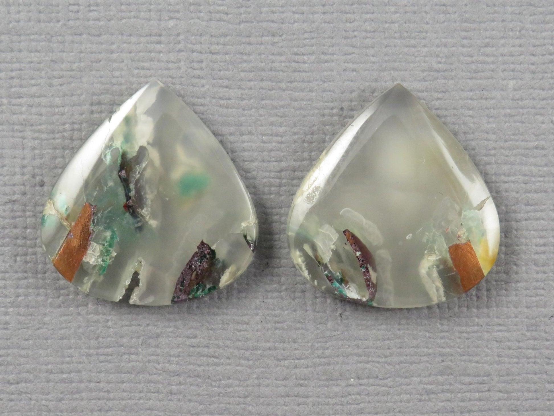 Confetti Chalcedony Cabochon Pair | 18.3x17.5mm, 19.7ct | Indonesia | CF117 - Gem Enthusiast