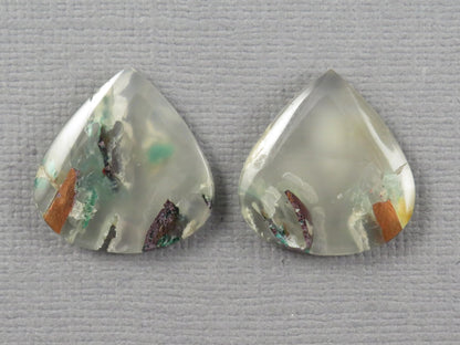 Confetti Chalcedony Cabochon Pair | 18.3x17.5mm, 19.7ct | Indonesia | CF117 - Gem Enthusiast