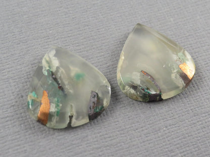 Confetti Chalcedony Cabochon Pair | 18.3x17.5mm, 19.7ct | Indonesia | CF117 - Gem Enthusiast