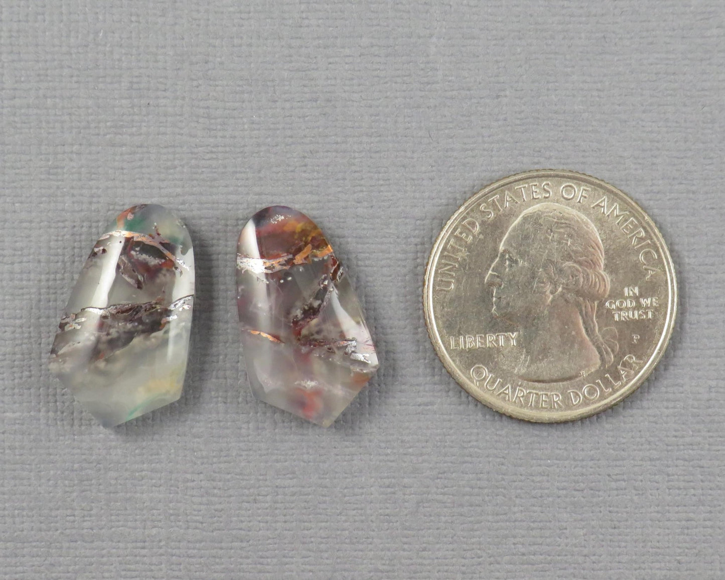 Confetti Chalcedony Cabochon Pair | 22x13mm, 23.3ct | Indonesia | CF119 - Gem Enthusiast