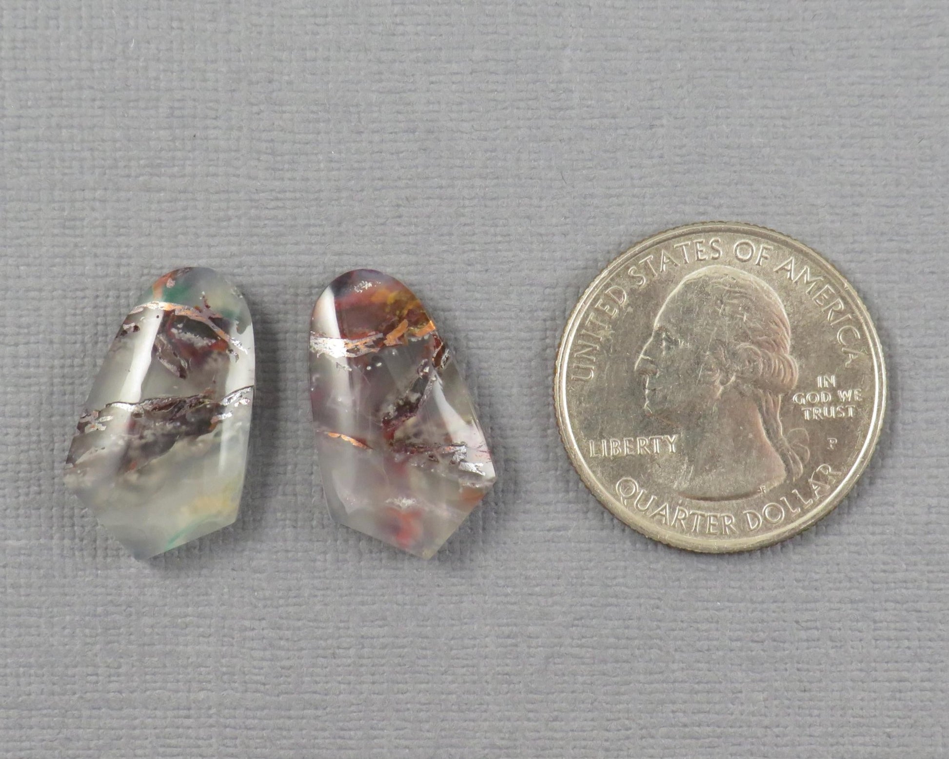 Confetti Chalcedony Cabochon Pair | 22x13mm, 23.3ct | Indonesia | CF119 - Gem Enthusiast