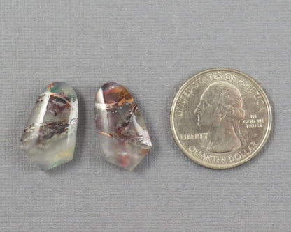 Confetti Chalcedony Cabochon Pair | 22x13mm, 23.3ct | Indonesia | CF119 - Gem Enthusiast