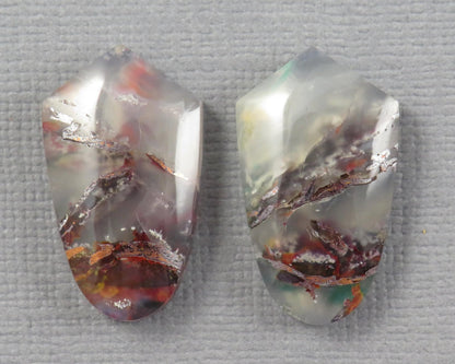 Confetti Chalcedony Cabochon Pair | 22x13mm, 23.3ct | Indonesia | CF119 - Gem Enthusiast