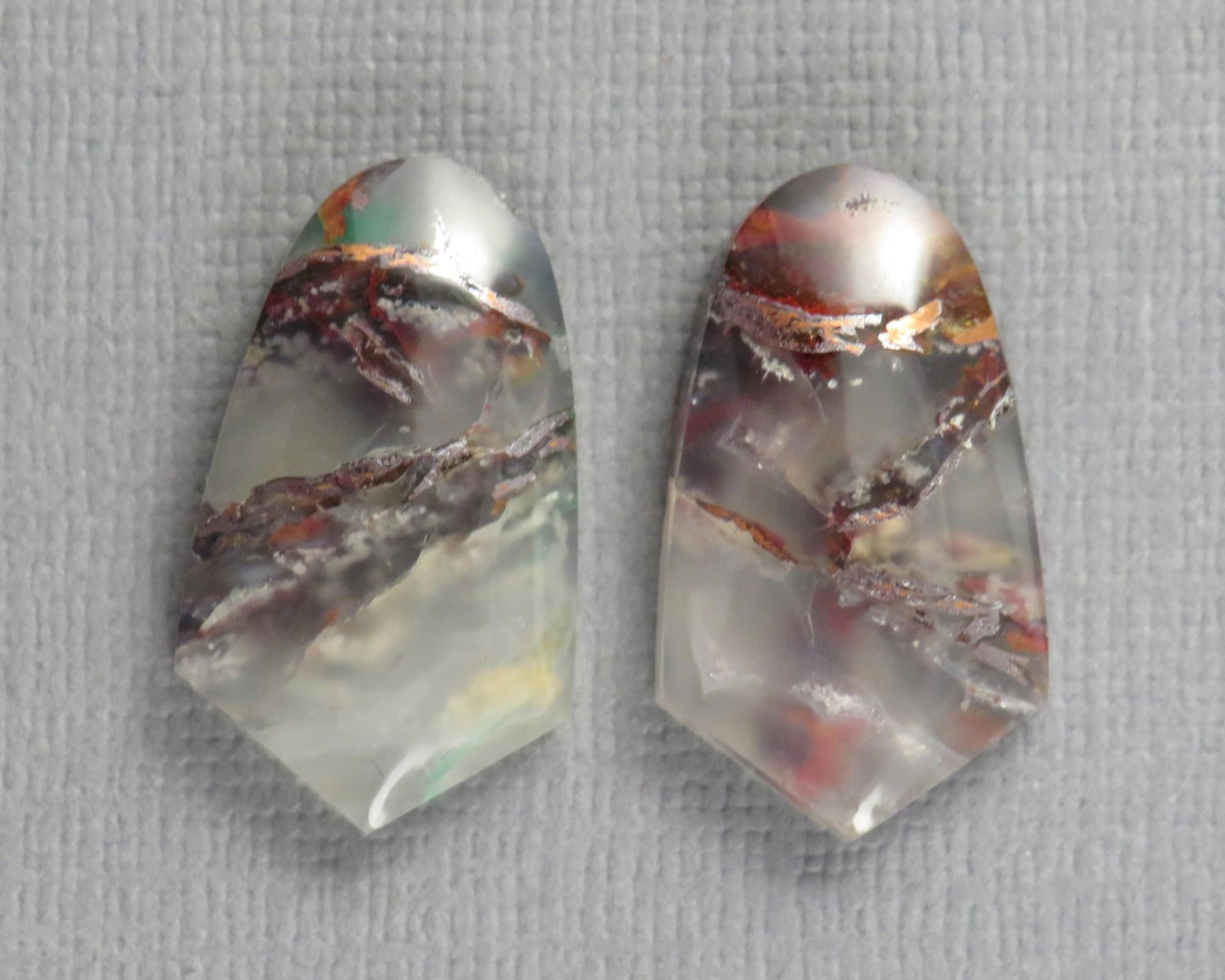 Confetti Chalcedony Cabochon Pair | 22x13mm, 23.3ct | Indonesia | CF119 - Gem Enthusiast