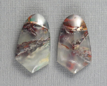 Confetti Chalcedony Cabochon Pair | 22x13mm, 23.3ct | Indonesia | CF119 - Gem Enthusiast