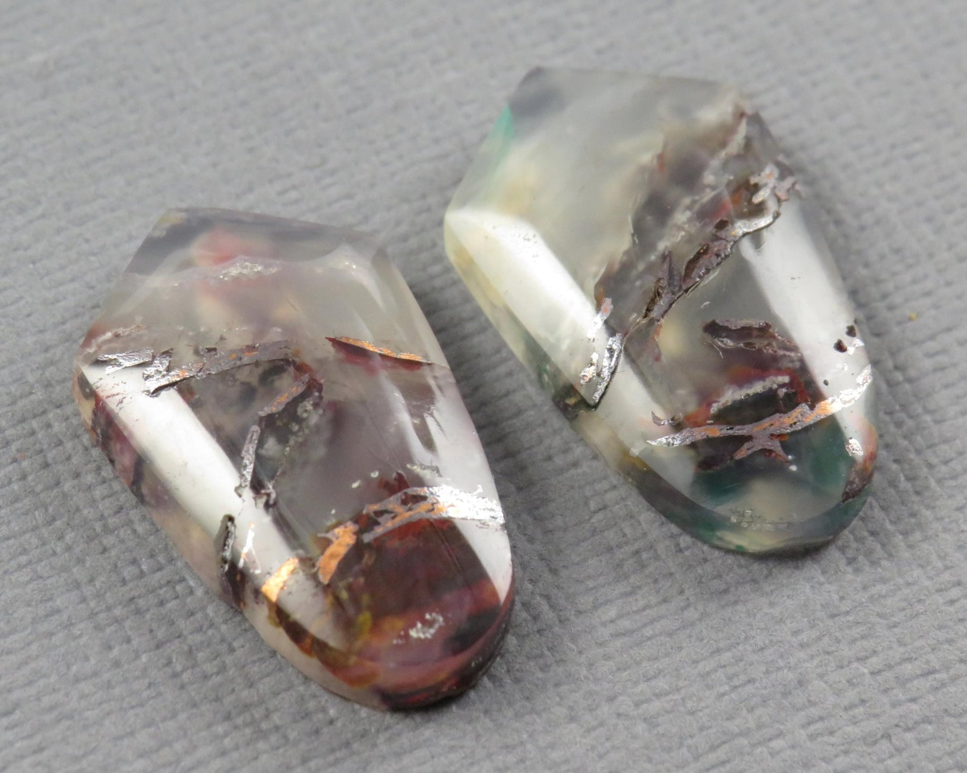 Confetti Chalcedony Cabochon Pair | 22x13mm, 23.3ct | Indonesia | CF119 - Gem Enthusiast