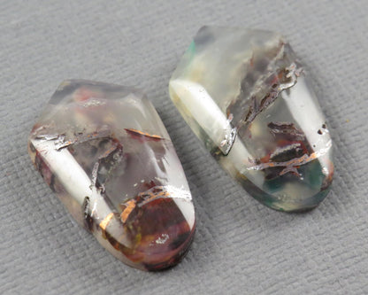 Confetti Chalcedony Cabochon Pair | 22x13mm, 23.3ct | Indonesia | CF119 - Gem Enthusiast