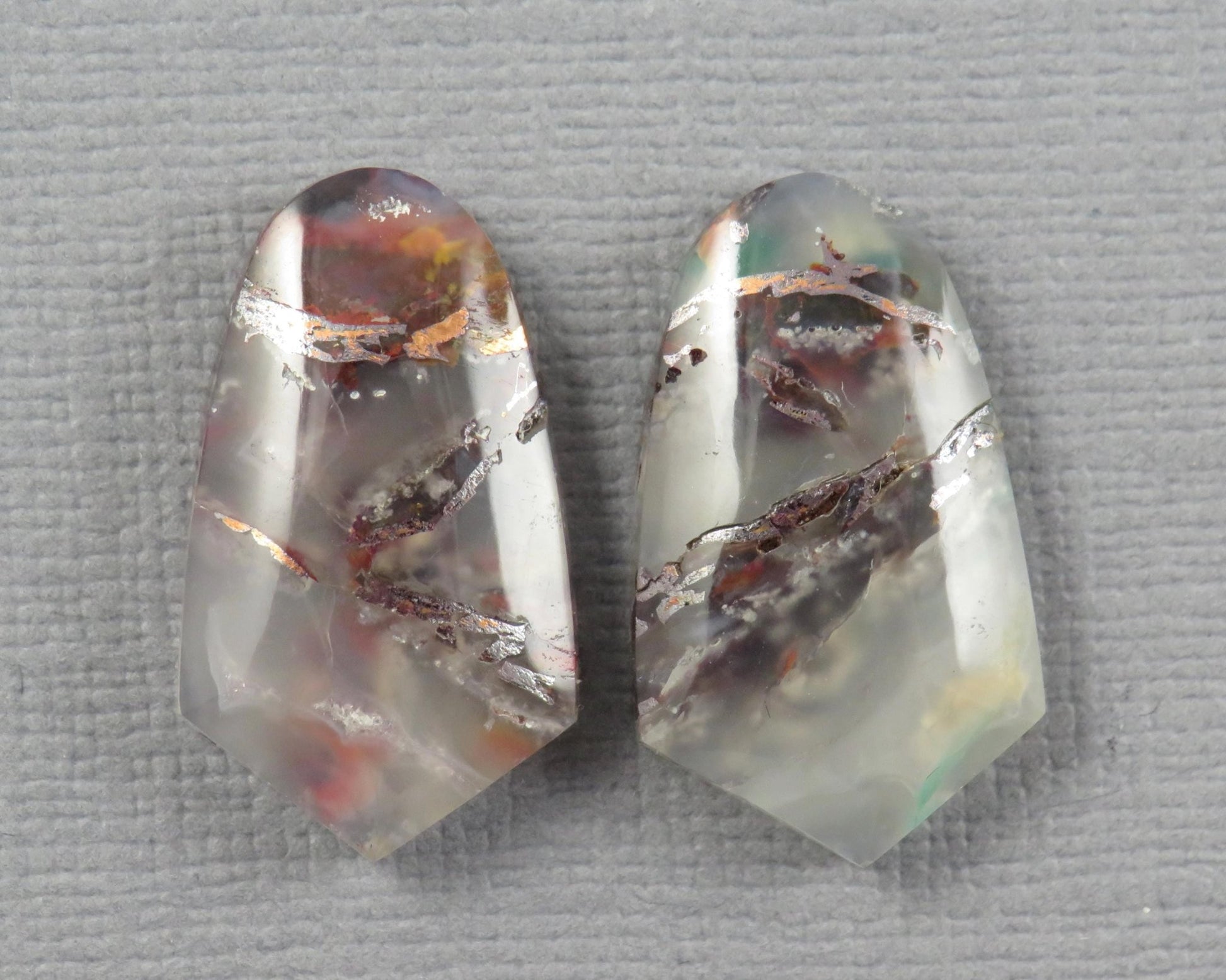 Confetti Chalcedony Cabochon Pair | 22x13mm, 23.3ct | Indonesia | CF119 - Gem Enthusiast