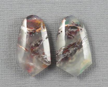 Confetti Chalcedony Cabochon Pair | 22x13mm, 23.3ct | Indonesia | CF119 - Gem Enthusiast